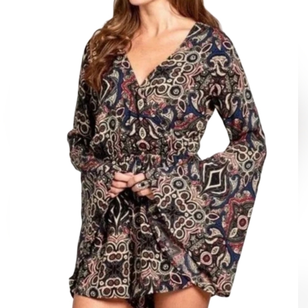 Abercrombie & Fitch Paisley Poet Sleeve Romper Size Small